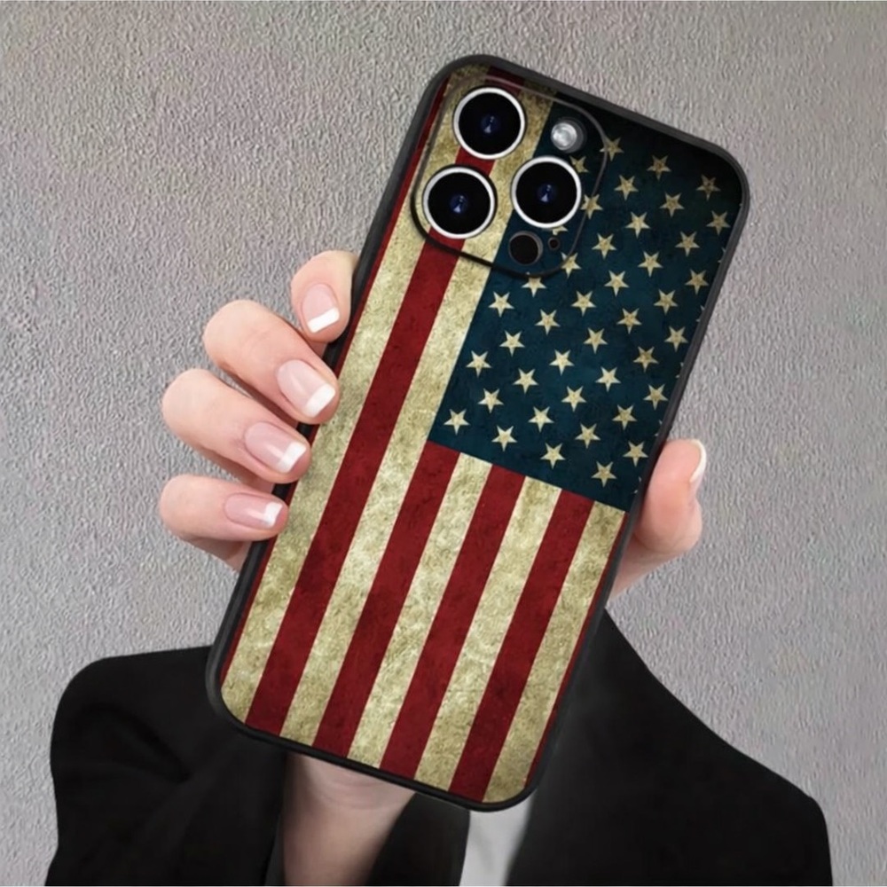 iPhone Phone Case American Flag Black TPU Shockproof Case